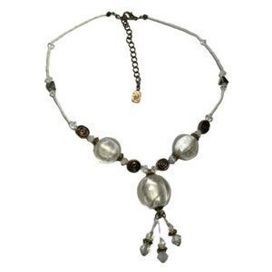 You & I Gold Tone & White Glass Bead 16-18" Beaded Necklace